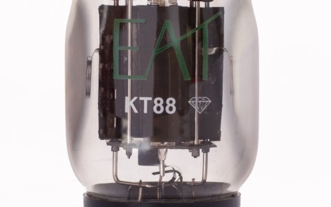 E.A.T. KT88 Diamond Valve; A KT88 tube that is in a league of it's own. This KT88 tube is available in factory-matched quartets. It's construction features include black plates, black metal base, and gold pins.